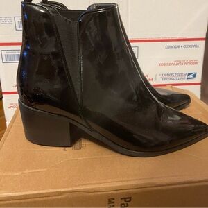 Eloquii Glossy Black Ankle Booties